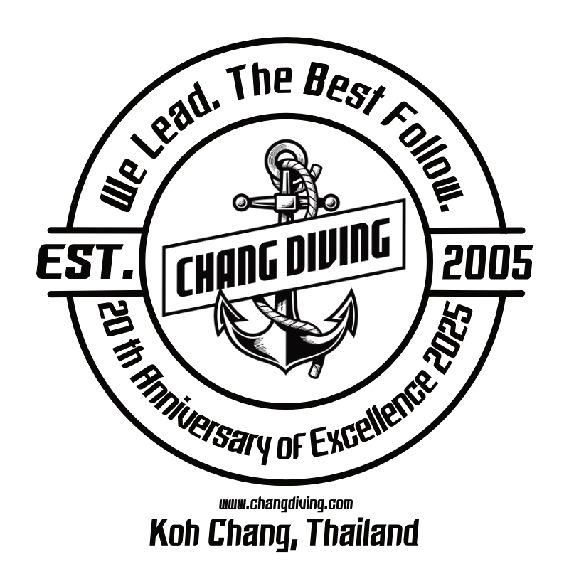 Chang Diving 20th Anniversary Logo – Celebrating Two Decades of Scuba Diving Excellence