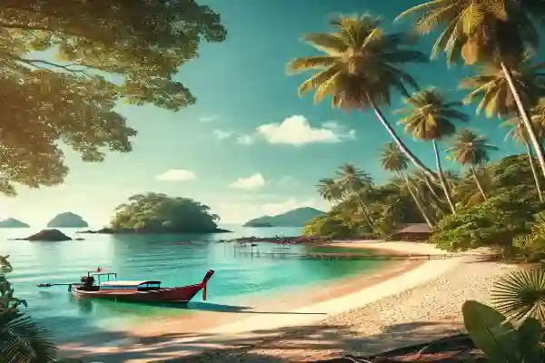 Palm trees and beach on Koh Chang island