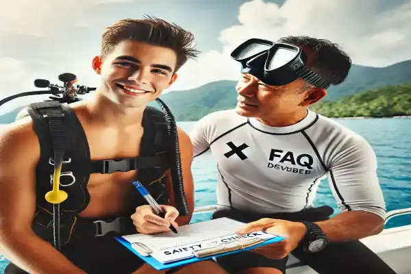 Safety briefing before scuba diving