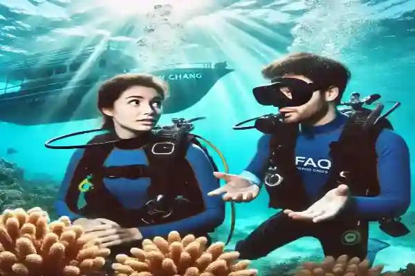 First time diver trying scuba diving